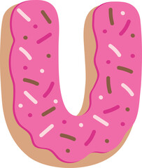 Strawberry Donut Dipped Cream Baked Alphabet U