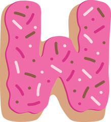 Fototapeta premium Strawberry Donut Dipped Cream Baked Alphabet W