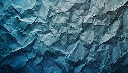 Fototapeta premium Crumpled blue paper texture creating a dynamic background with soft shadows and depth