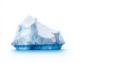 Obraz premium Glacier melting into a lake, isolated on white background