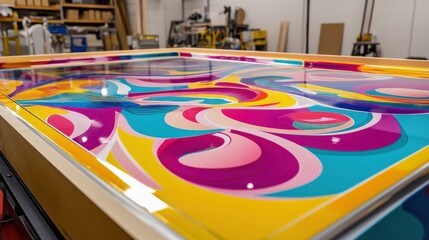 Colorful Abstract Design on Smooth Surface in Craft Workshop Space