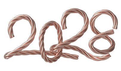 Naklejka premium Happy New Year 2028 Copper 3D Render.png