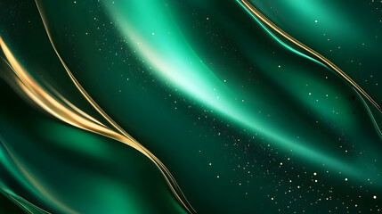 A luxurious emerald green design with glowing accents, smooth gradients, and metallic elements, creating a high-end, sophisticated aesthetic.