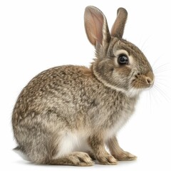 Obraz premium Cute rabbit sitting with alert expression.