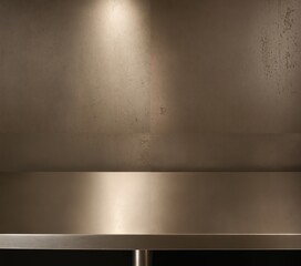 Obraz premium A close-up image of a metallic wall with a textured surface, illuminated by a small light source, creates a minimalist and industrial aesthetic