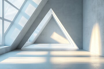 3D Rendering of White Background with Triangular Shape, Minimalist Design and High-Resolution Detail