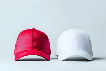 Red and White Baseball Caps, Perfect for Summer