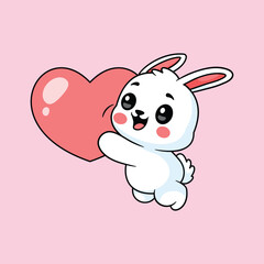 Cute Bunny Holding a Heart