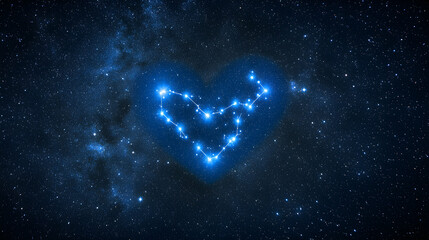 Celestial Heart, Stars Form a Lovely Heart Shape in the Night Sky, Shining Brightly Among the Cosmos