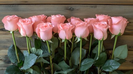 Fototapeta premium A Heartwarming Bouquet: Delicate Pink Roses Arranged in a Heart-Shaped Box, Accented with a Chocolate Heart, Perfect for Valentine's Day or Any Occasion to Express Your Love and Affection
