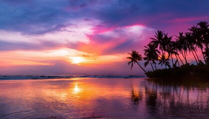 Tropical Seascape Silhouette Under Twilight
