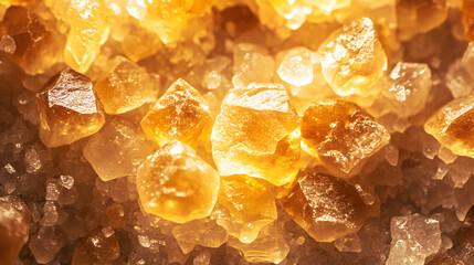 A macro shot of salt grains reflecting light on a dark surface.