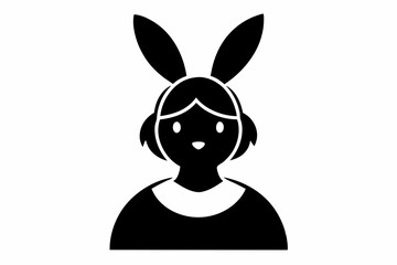 Chick Wearing Bunny Ears Silhouette Vector Icon - Cute Easter Vector On White Background.