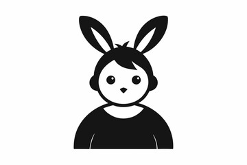 Chick Wearing Bunny Ears Silhouette Vector Icon - Cute Easter Vector On White Background.