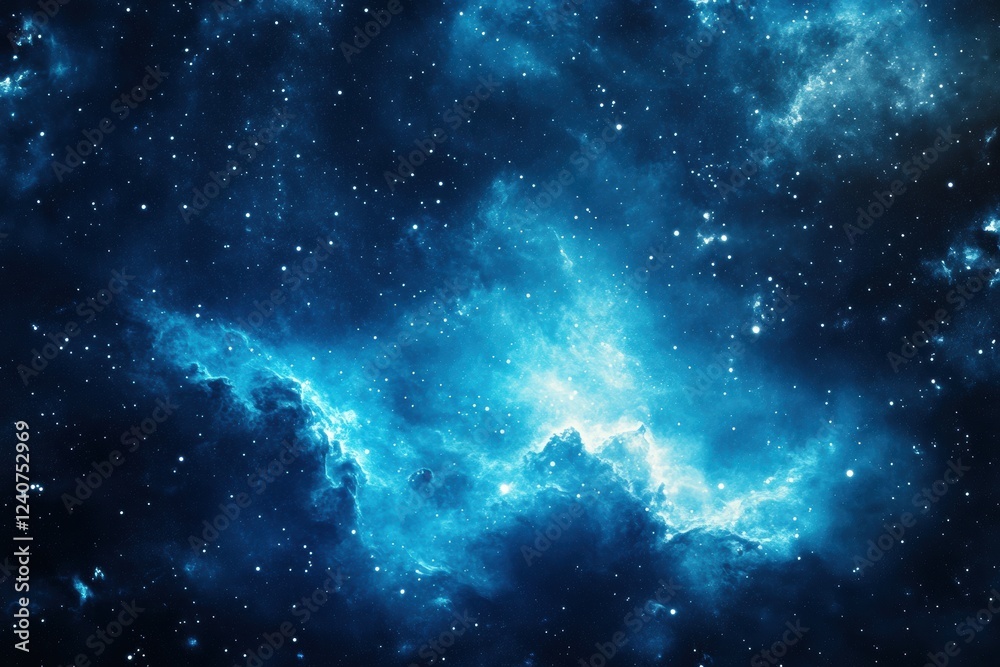 Poster Vast cosmic clouds illuminated by stars in deep space capture the beauty of the universe in an awe inspiring display. Generative AI