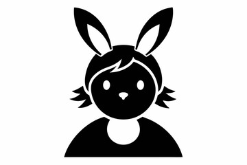 Chick Wearing Bunny Ears Silhouette Vector Icon - Cute Easter Vector On White Background.