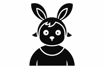 Chick Wearing Bunny Ears Silhouette Vector Icon - Cute Easter Vector On White Background.