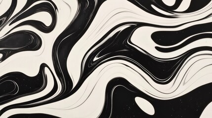 A dynamic black-and-white liquid swirl pattern, with smooth fluid motions creating a bold and captivating abstract design.