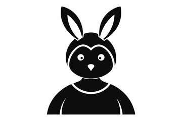 Chick Wearing Bunny Ears Silhouette Vector Icon - Cute Easter Vector On White Background.