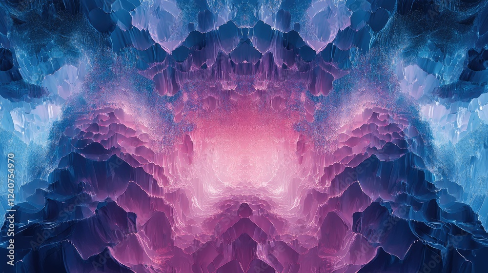 Aufkleber A futuristic design of hexagonal shapes in cyan and magenta, arranged in a gradient to create a layered, dynamic effect.