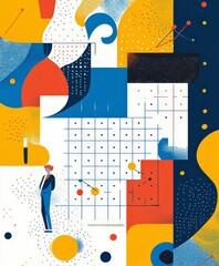 Fototapeta premium Abstract Geometric Illustration with Bold Colors and Modern Elements
