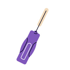 Isolated interdental brush. Vector clipart of precise toothbrush for thorough tooth and gums cleaning. Dental tool for clean teeth gap and healthy smile. Oral hygiene and dentalcare. Orthodontic item.