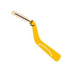 Interproximal toothbrush sign. Vector icon of dental care tool for cleaning gums and space between teeth, tooth gap. Brush for oral hygiene and gum care. Dentistry and medicine, healthcare routine.
