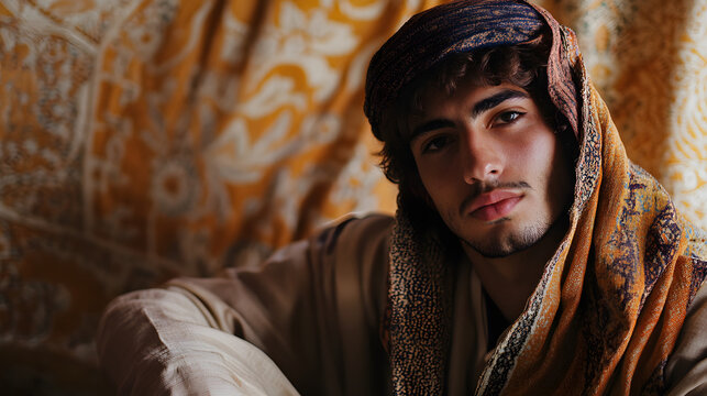A man in a traditional Moroccan djellaba, reflecting Moroccan culture, spirituality, and ethnic pride with its elegant and modest design.