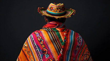 A man in a traditional Peruvian poncho, representing the cultural pride and heritage of South American indigenous groups.