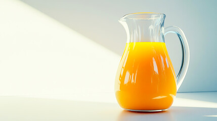 Fresh and Tasty Orange Juice in a Glass Jug, Isolated on a White Background