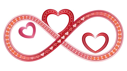 A symbolic illustration featuring an infinity sign intertwined with hearts, representing eternal love and commitment. 