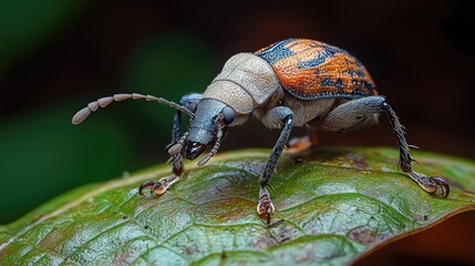 Fototapeta premium A Detailed Closeup of a Strikingly Colored Beetle
