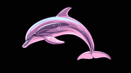 Naklejka premium Majestic Pink Dolphin Leaping in the Ocean