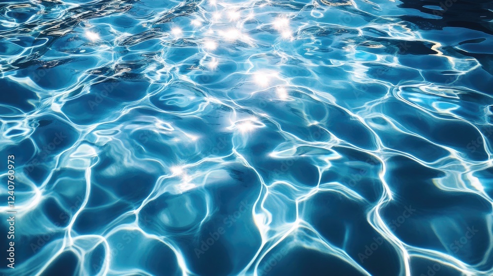 Poster a high-angle view on a sunny summer day reveals the mesmerizing texture of a pool water, with ripple