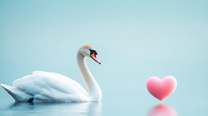 Fototapeta premium Swan and Heart: A Symbol of Love and Serenity