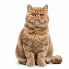 Adorable orange cat with unique facial expression.