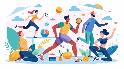 Obraz premium Running, yoga, and other fitness activities are popular choices for staying fit and healthy. 