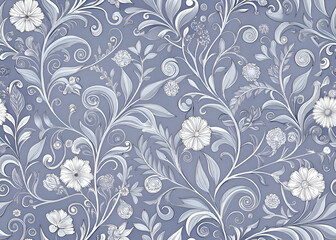 Elegant Floral Pattern with White Flowers on Blue Background