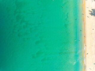 Amazing sea surface in summer season background,Nature waves sea beach background,High angle view waves seascape nature view,Wide angle drone shot,Top view beach sand