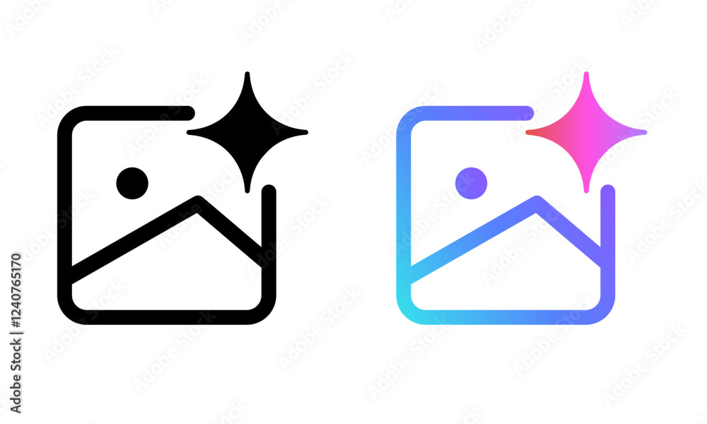Aufkleber generate image AI photo generator artificial intelligence icon symbol of generative button icon outline and gradient set collection