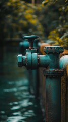 Fototapeta premium Rustic Teal Valve by the Water