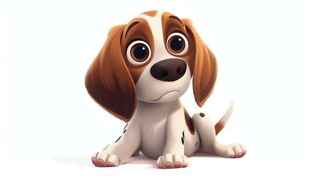 A cartoon puppy with big brown eyes.