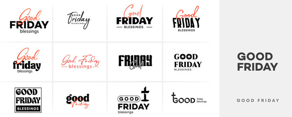 Set Good Friday Typography Designs, Logos, and Script Variations