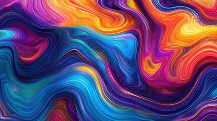 Obraz premium Vibrant Abstract Swirls in Psychedelic Colorful Patterns with Dynamic Fluid Movement and Energetic Visual Flowing Waves