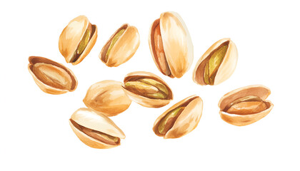 Obraz premium Organic pistachio nuts in shell on white background