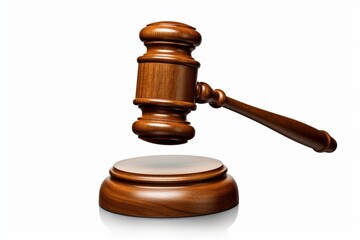 Isolated Wooden Gavel on White Background Symbolizing Justice, Law, Courtroom, and Legal Proceedings in a Professional Setting