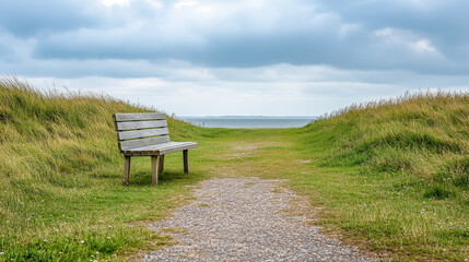 "Solitary Wooden Bench on a Hill with Carpathian Mountains View under a Clear Sky"

