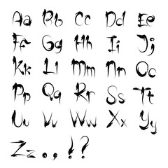 Artistic Black Brush Stroke English Alphabet Design
