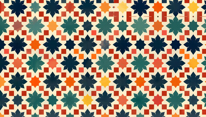 Colorful geometric tile pattern showcasing intricate designs with vibrant colors, ideal for backgrounds