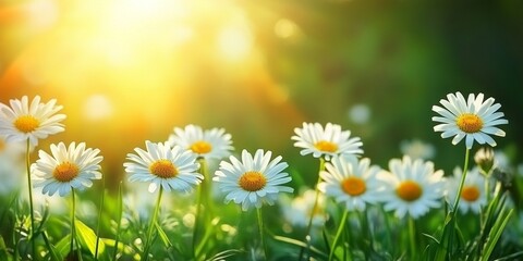 Sun-kissed Meadow Tranquil Summer Scene of Vibrant Daisies Bathed in Golden Sunlight